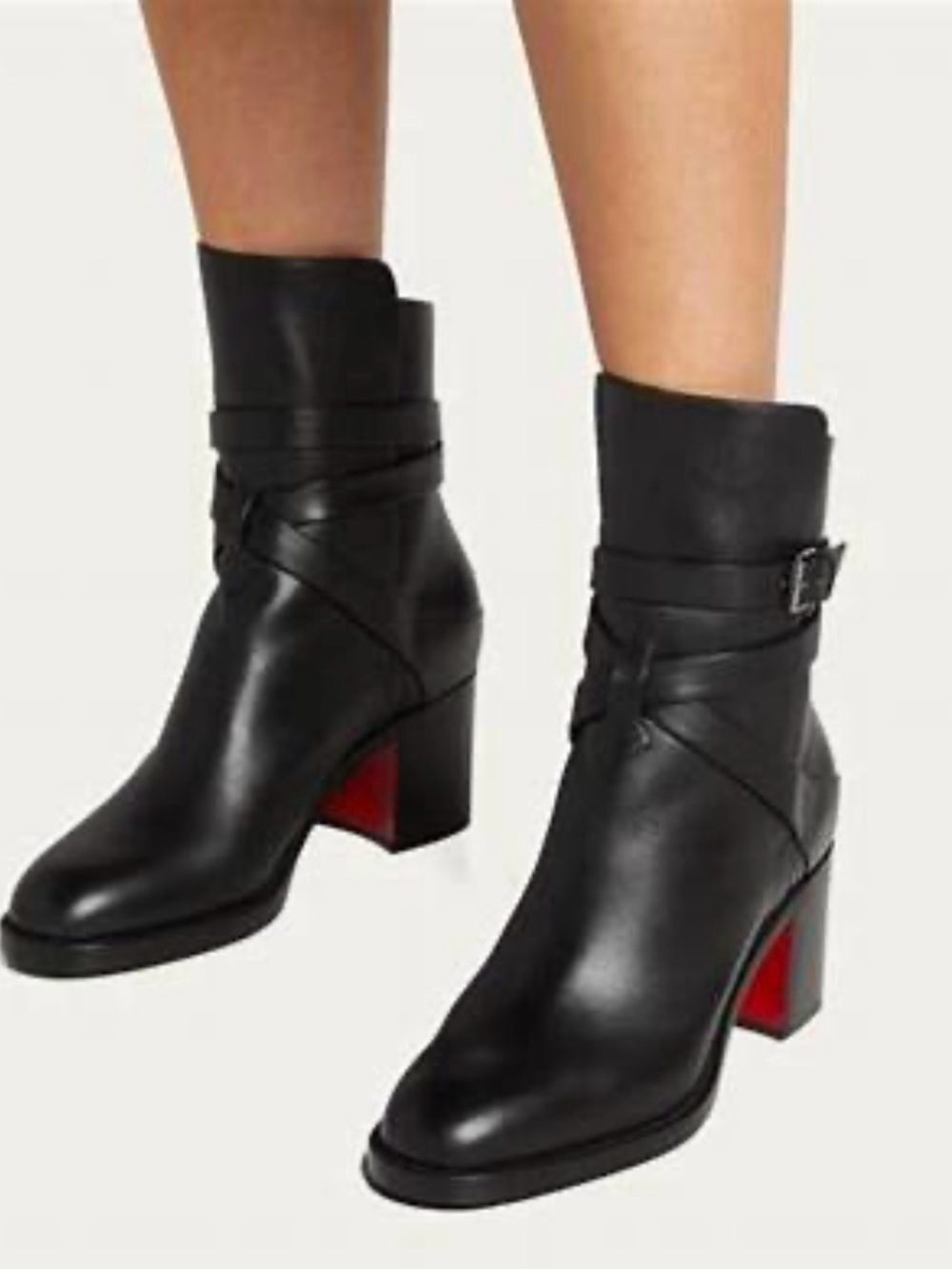 Christian Louboutin/Karistrap 70 Black Calf Leather Boots/US Size 7.5/NIB! NWT!!